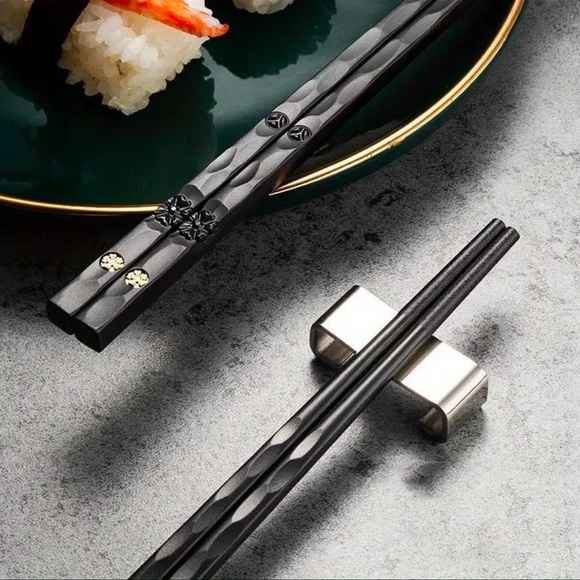 Chopsticks, 5 Pair, Reusable, Black, Nice Gift 🎁, NEW - Picture 3 of 5